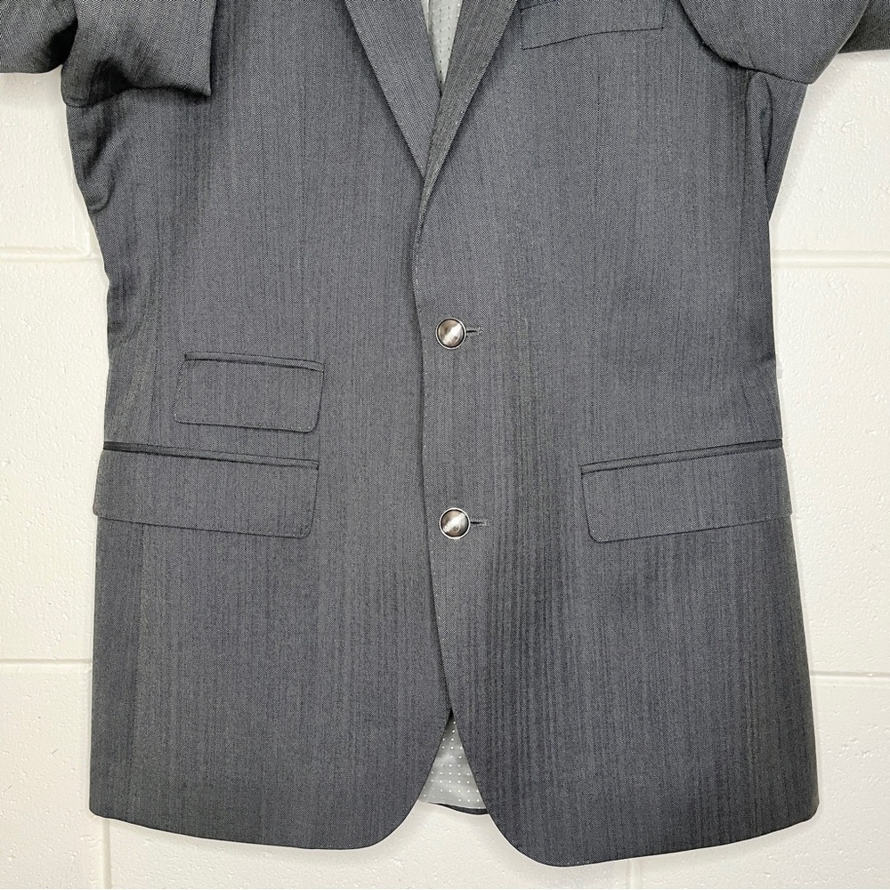 Hugo Boss Mens  Size 40L The Sweet87 Wool Metal Button Herringbone Blazer Jacket - Picture 5 of 16